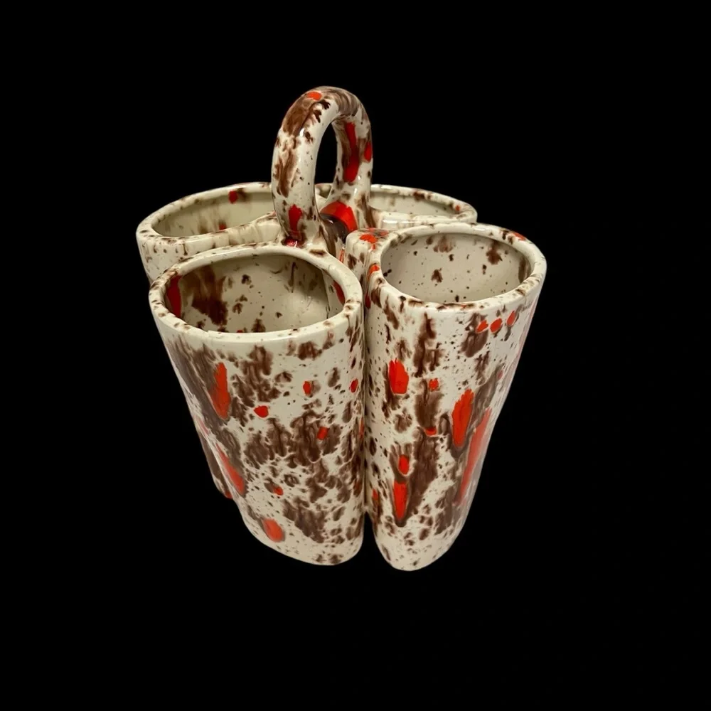 Vintage Ceramic Splatter Glaze Vase or Trinket Holder 1970’s 8” Tall